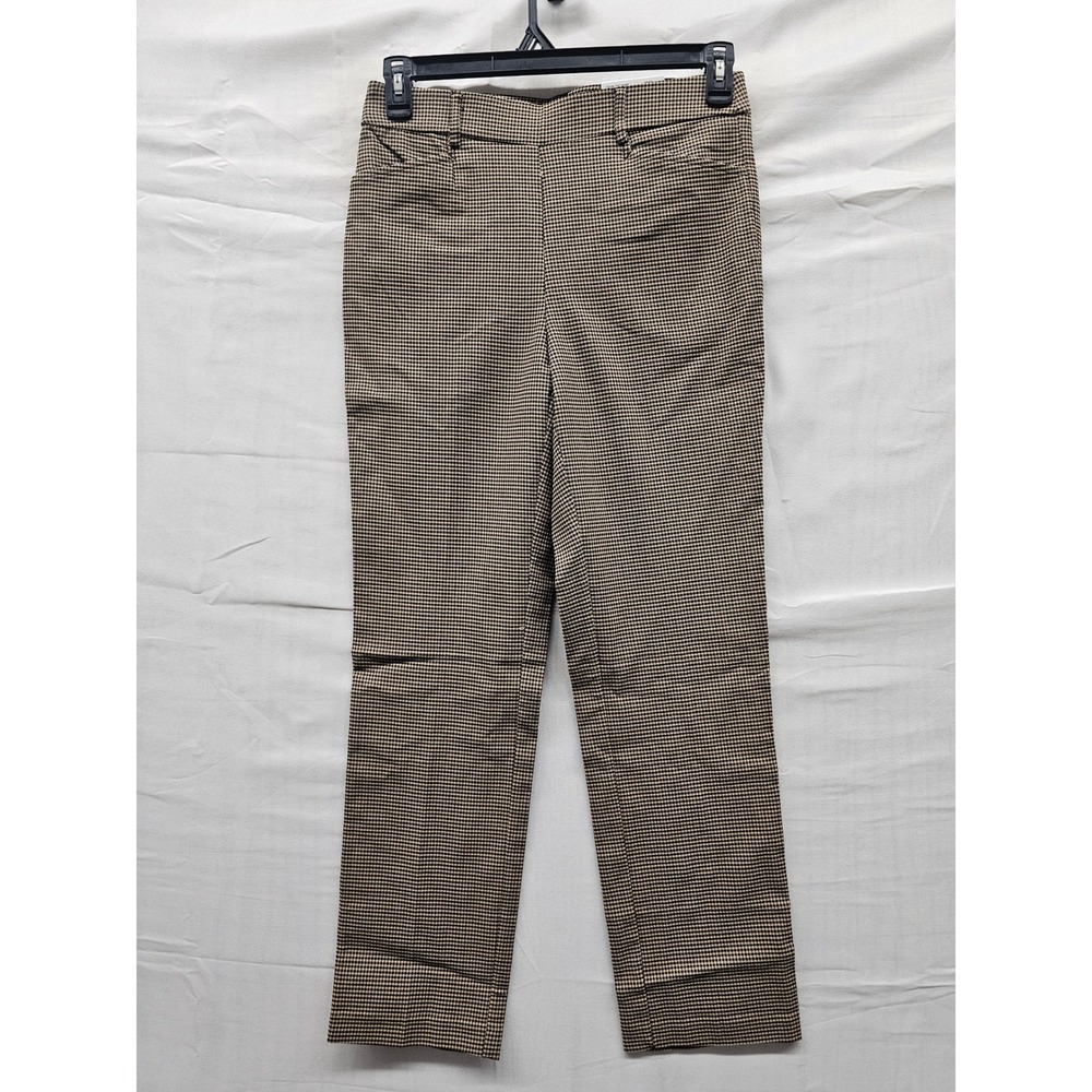 Rafaella Womens Houndstooth Pants Khaki Viscose Blend Casual Size 6